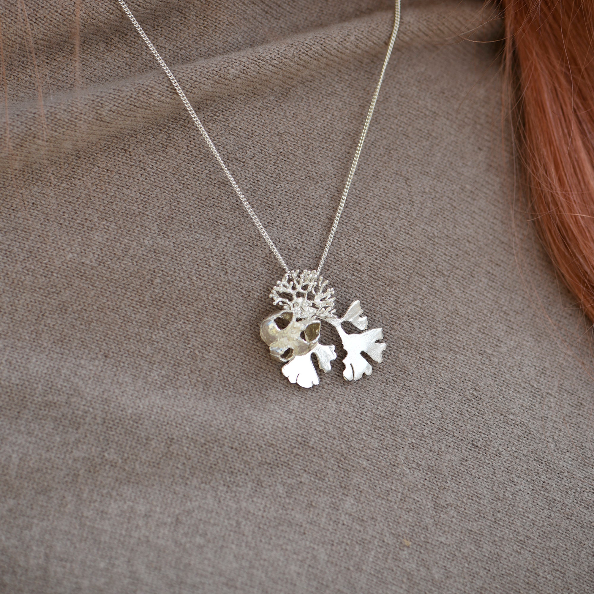 Sterling silver, coral necklace orders pendant