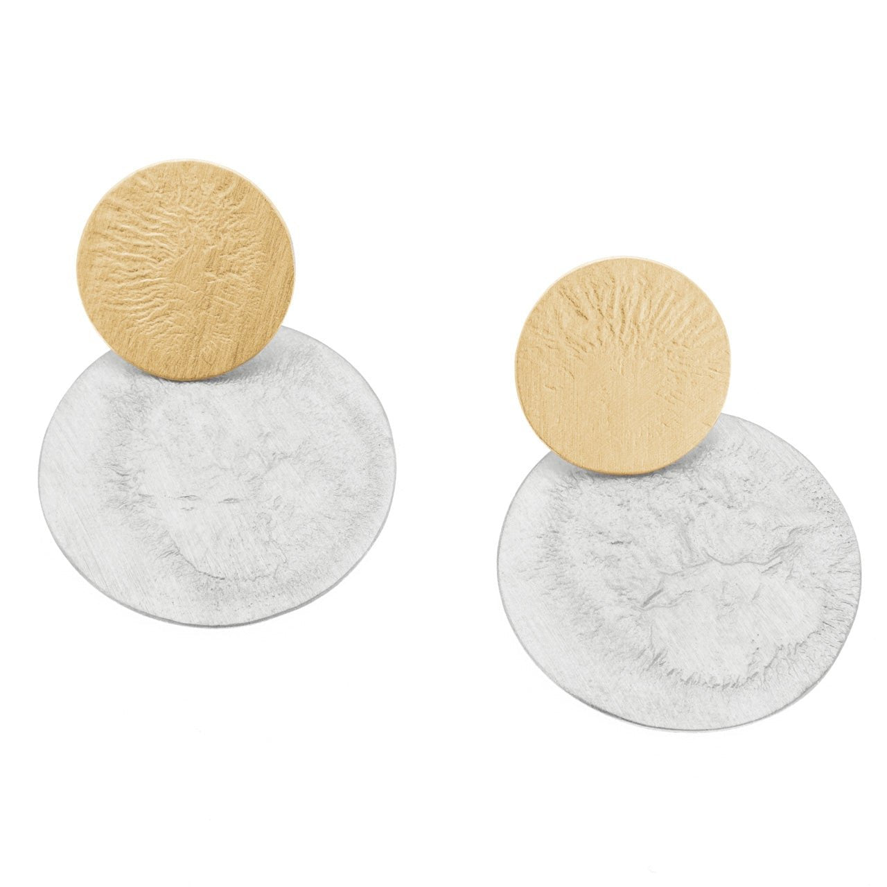 Two Toned Moon Textured Earrings