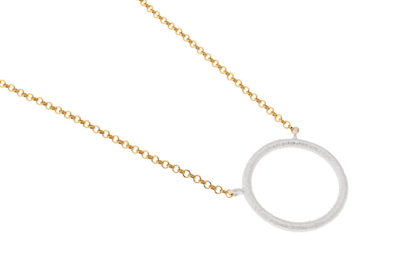 Gold and Silver Raw Circle Necklace