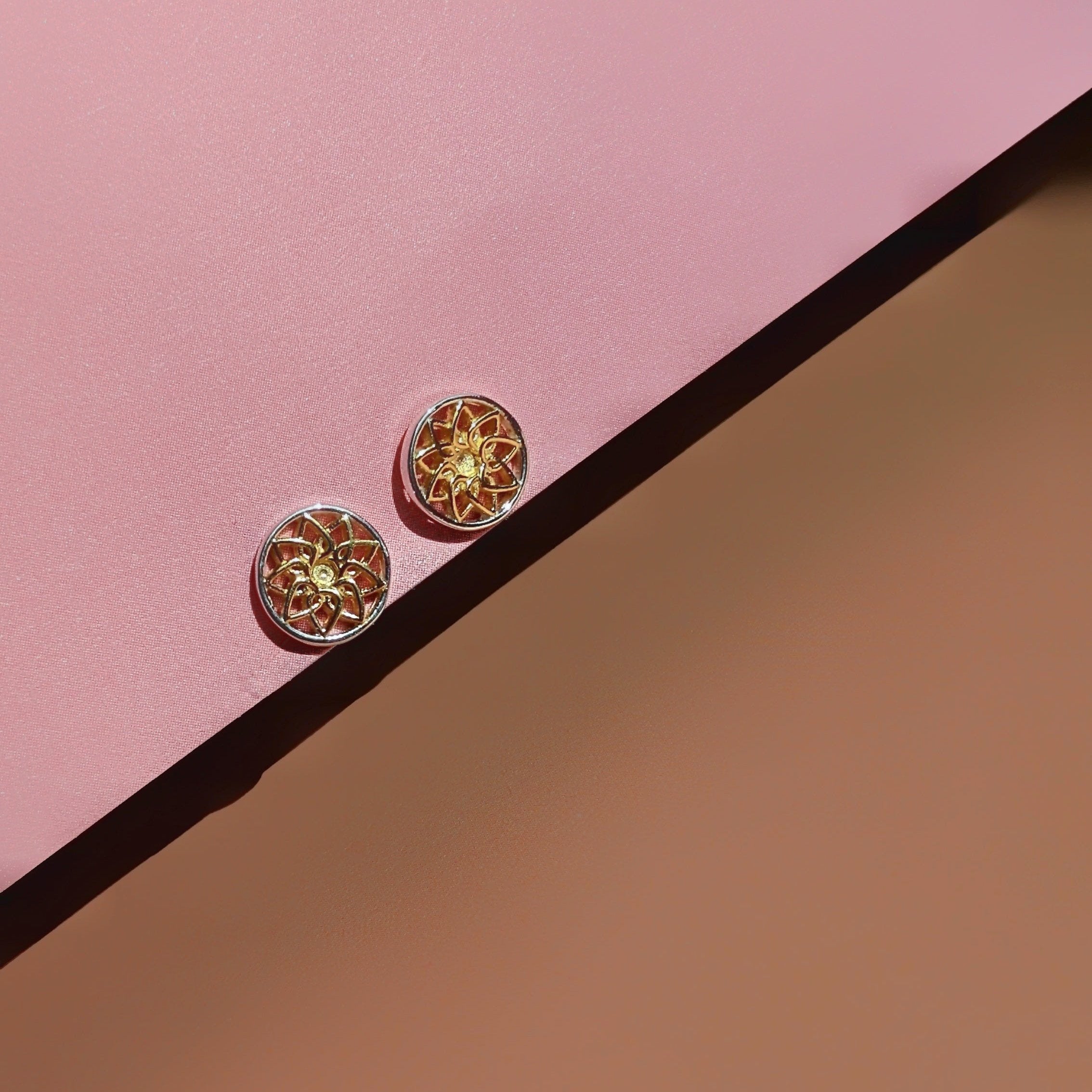 Mandala Gold and Silver Stud Earrings