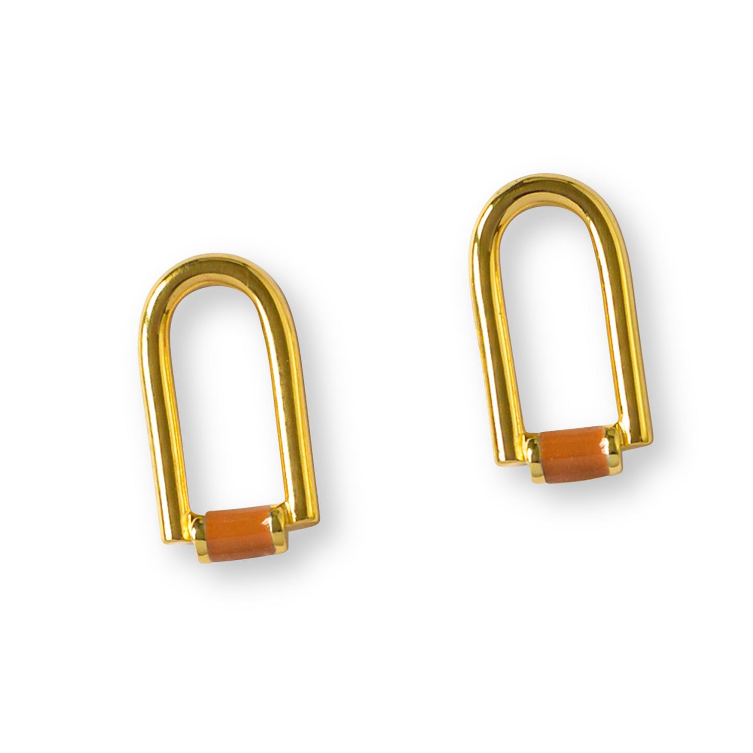 Gold Contemporary Enamel Arch Stud Earrings