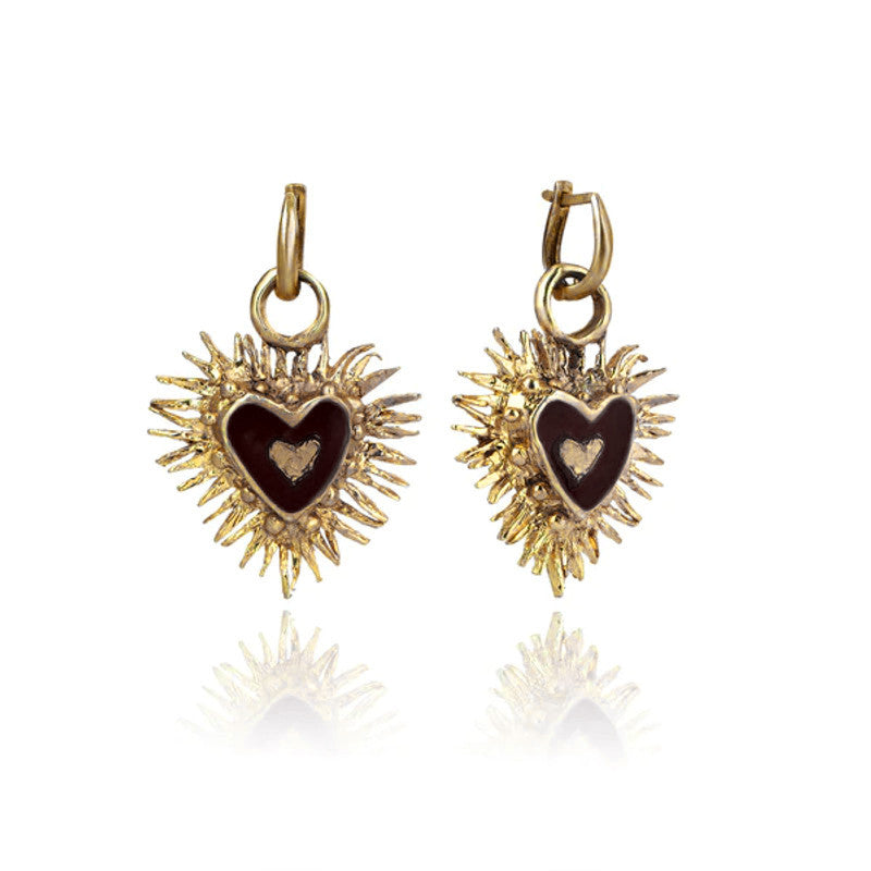 Black Tortured Heart Earrings