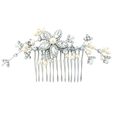 'Sylvia Flower and Pearl Bridal Hair Comb