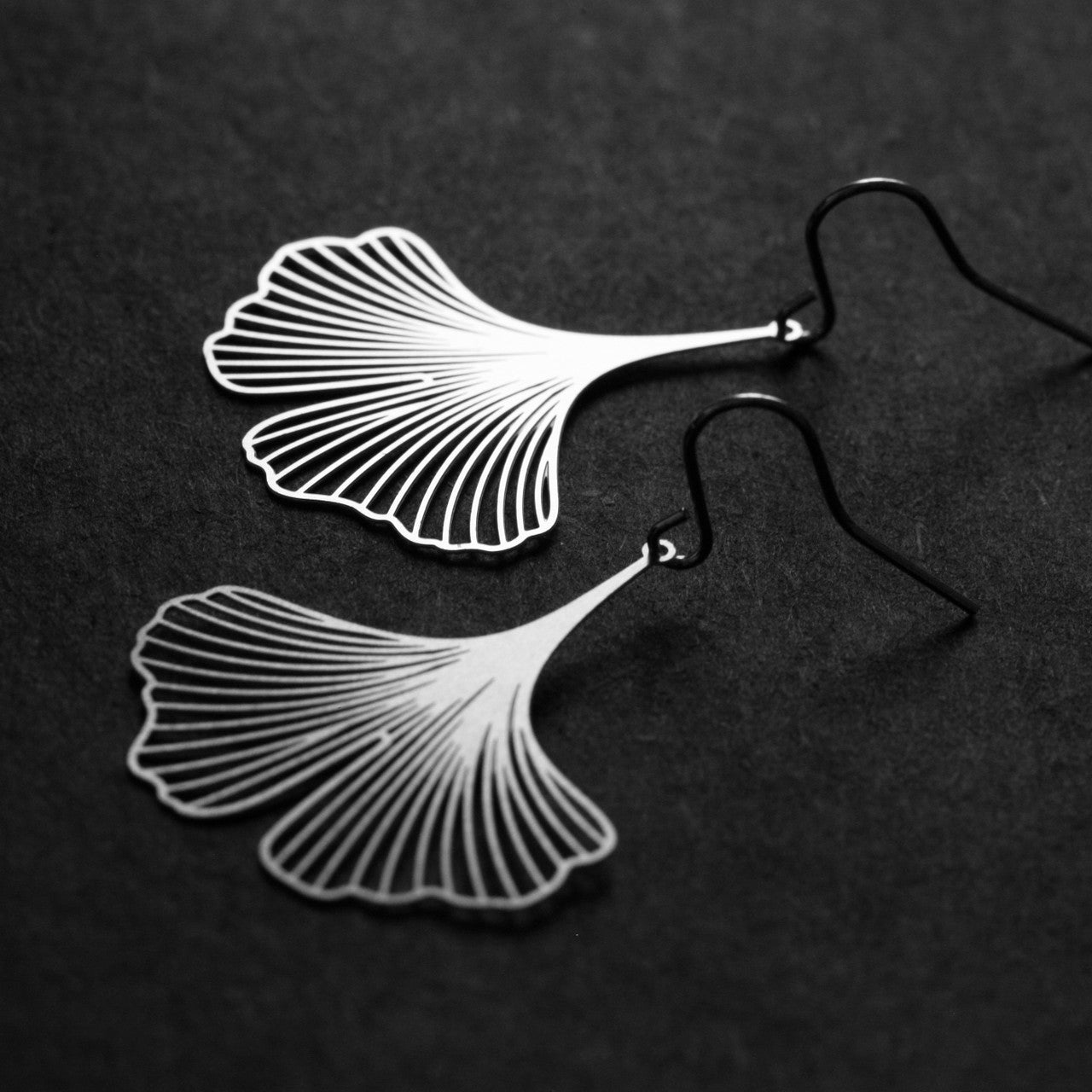 Moorigin  jewellery Ginkgo silver drop earrings