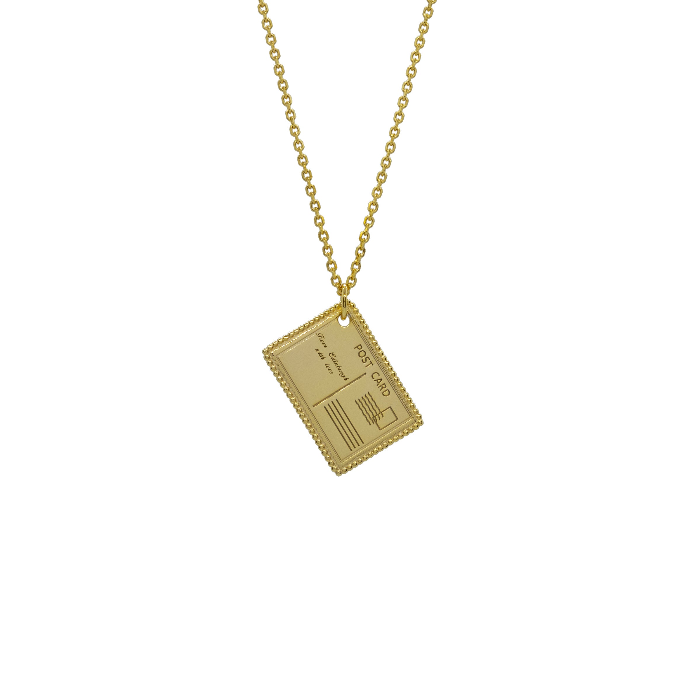 18K Gold Vermeil 'From Edinburgh' Postcard Necklace