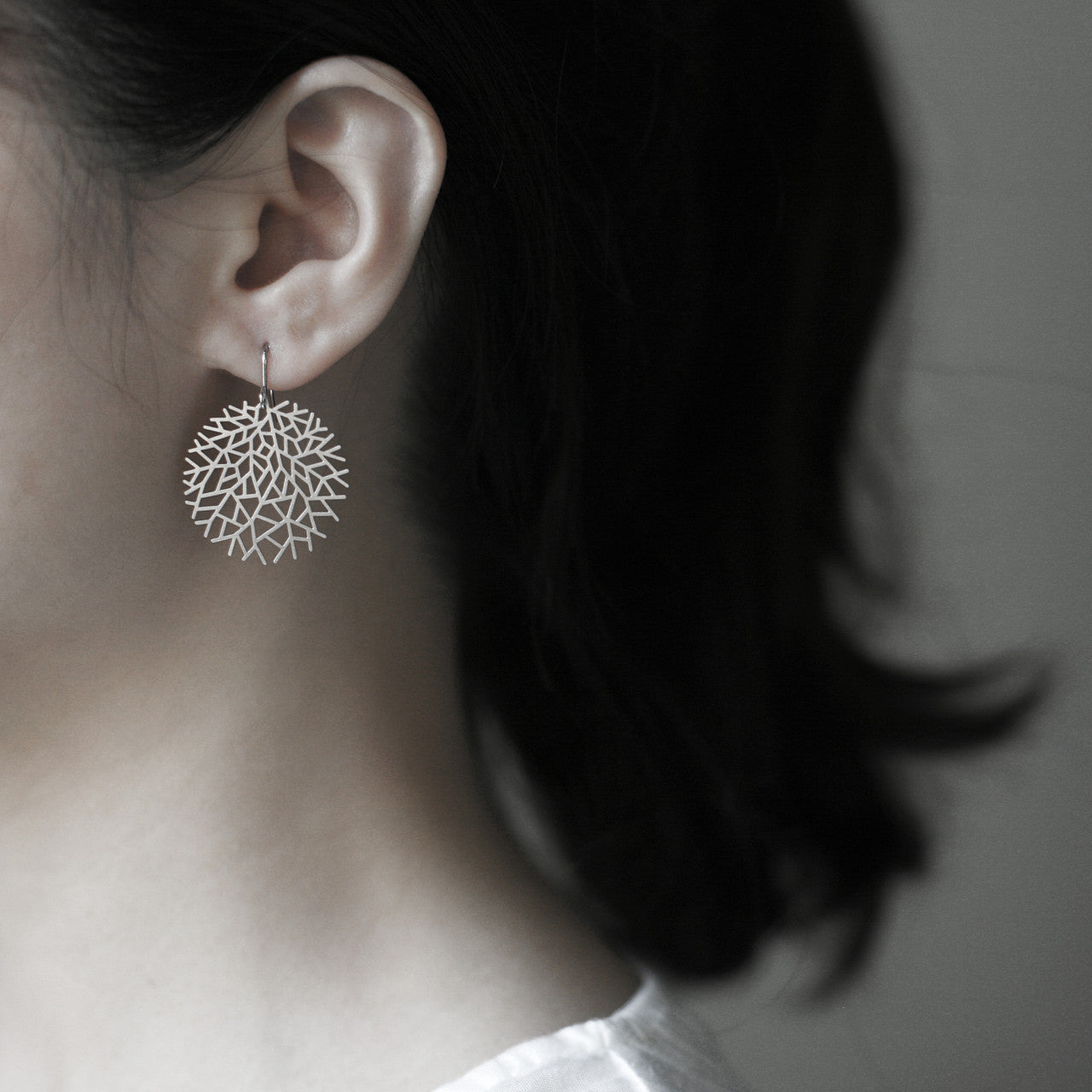 Moorigin  jewellery Woods stainless steel earrings, laser cut, delicate, boutique, Edinburgh