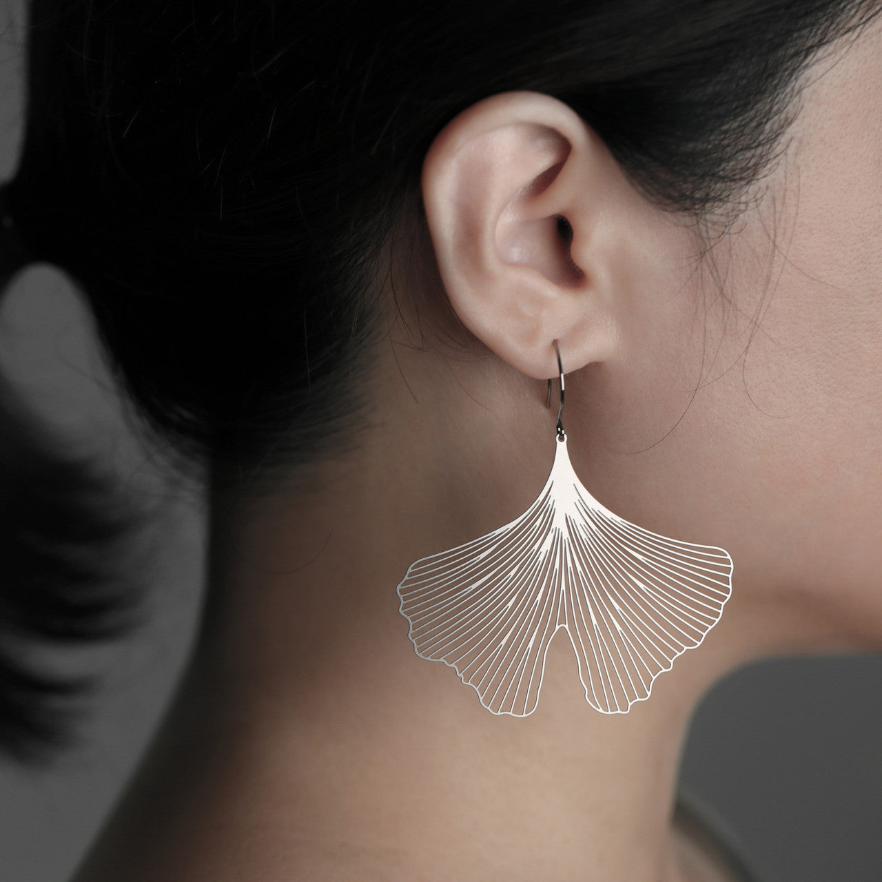 Moorigin_laser_cut_lightweight_jewellery_stainless_steel_earrings_drop_ginkgo_leaf_statement_earrings