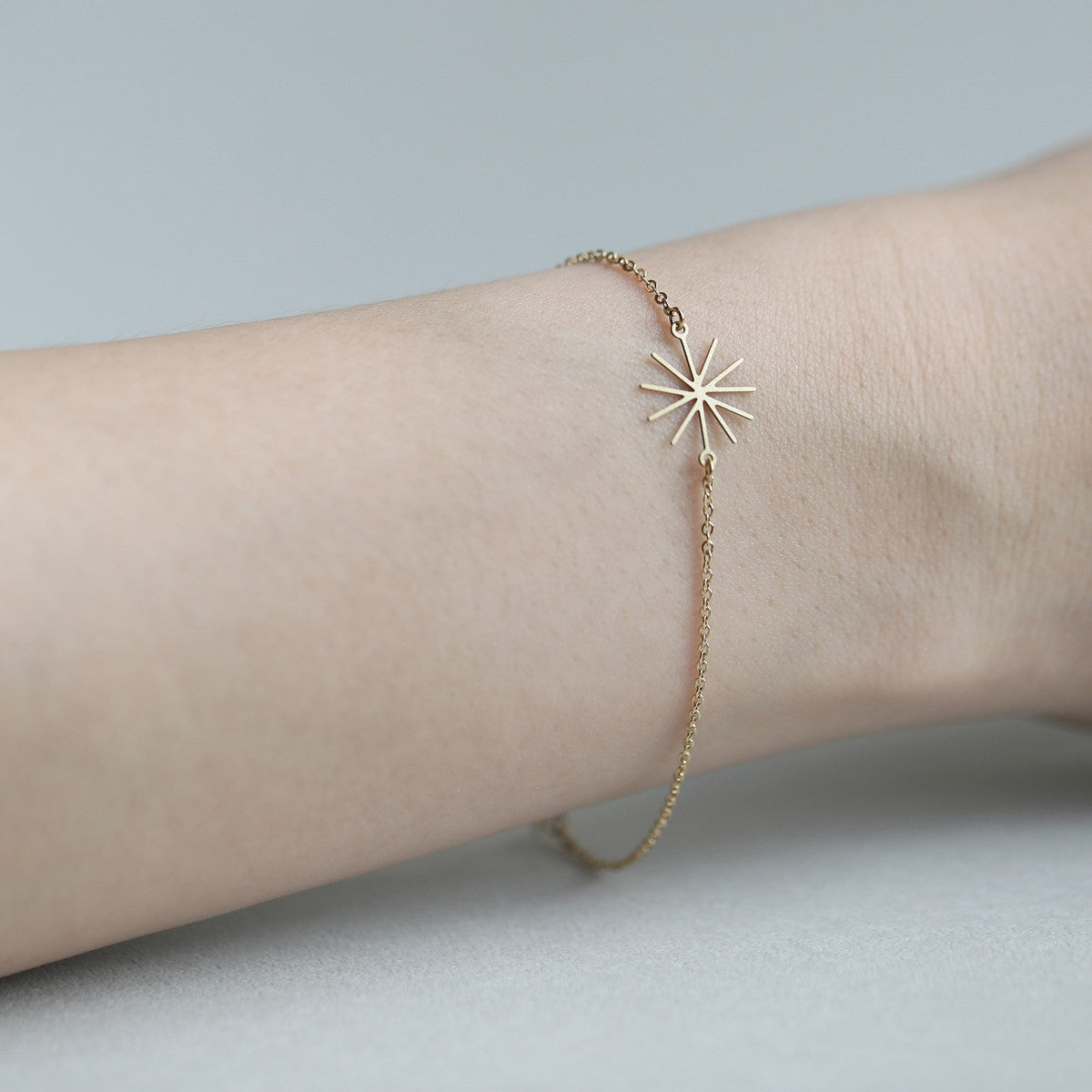 Moorigin, gold paper reed bracelet, fine chain, Edinburgh, Lily Luna, laser cut