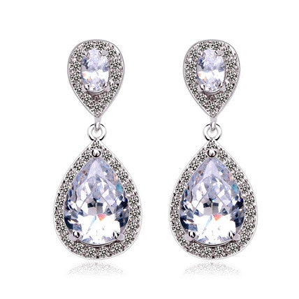 'Alessia' Medium Diamante Pear Drop Earrings