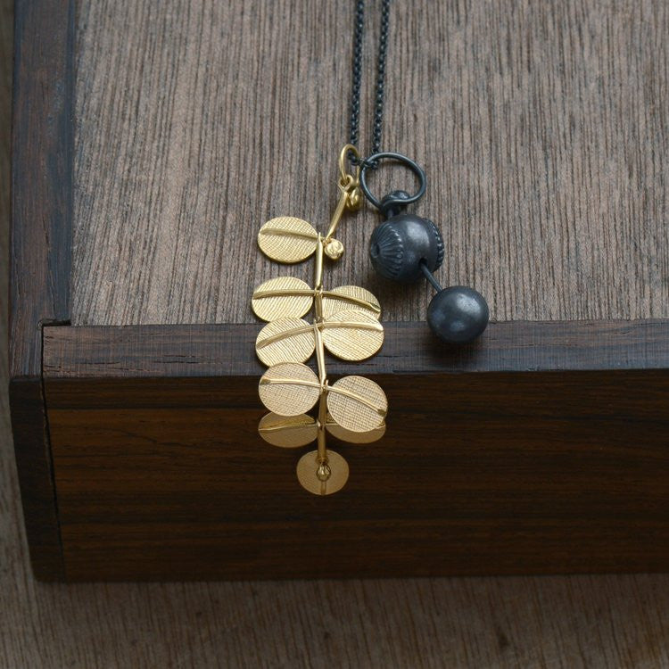 Golden Kowhai & Pods in the Wind Pendant necklace