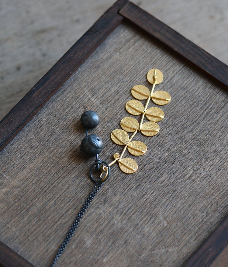 Golden Kowhai & Pods in the Wind Pendant necklace