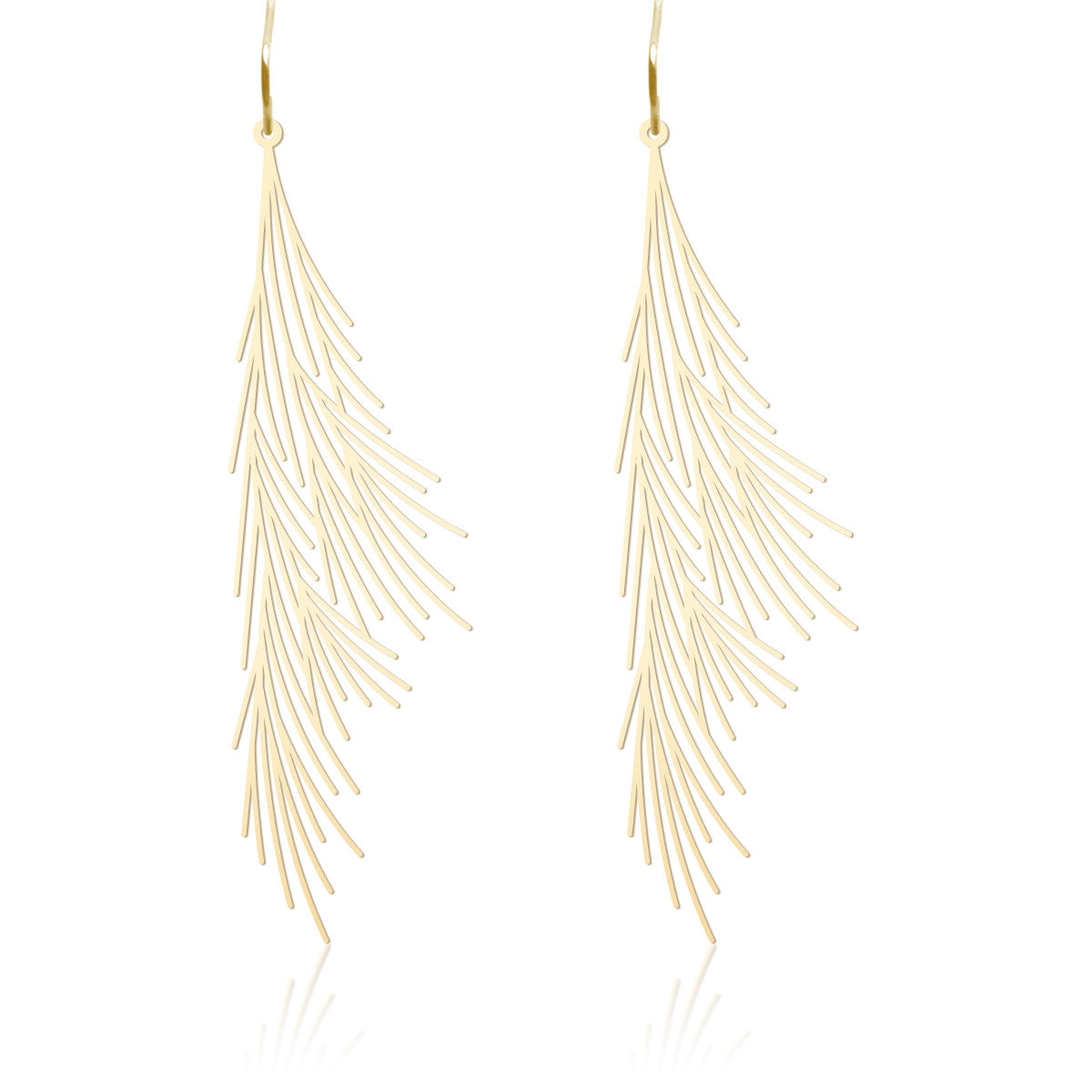 Moorigin  jewellery Common Reed gold earrings, laser cut, delicate, boutique, Edinburgh