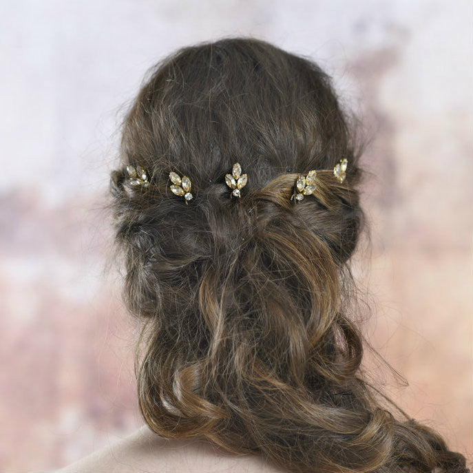 Jules Champagne Gold Bridal Hair Pins (Set of 5)