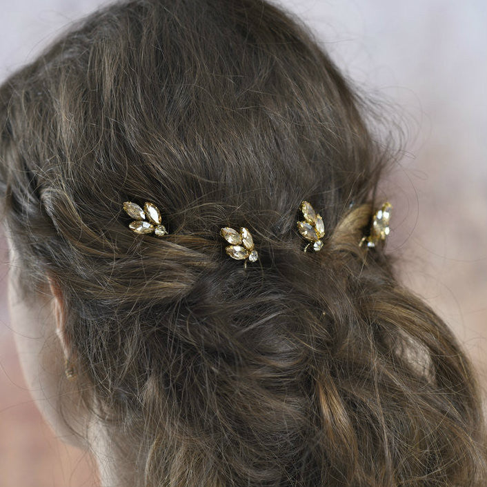 Jules Champagne Gold Bridal Hair Pins (Set of 5)