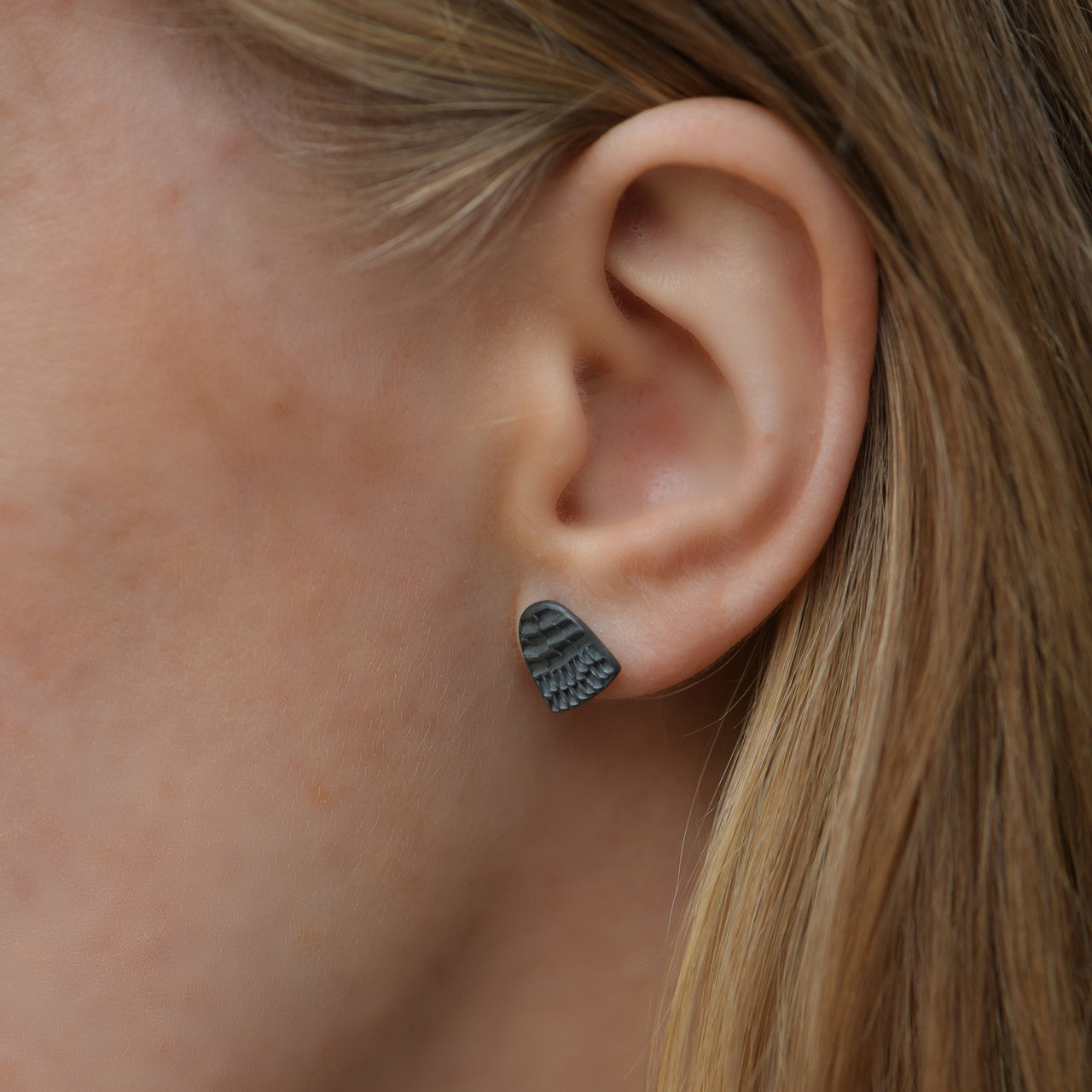 Milly_Thomas_handmade_earrings_studs_oxidised_sterling_silver_archway_embossed_textured_Australia