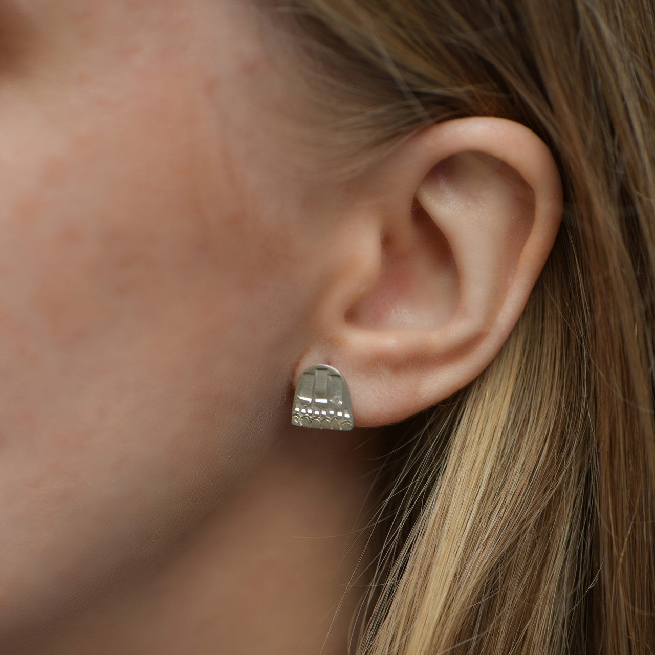 Milly_Thomas_handmade_earrings_studs_sterling_silver_archway_embossed_textured_Australia