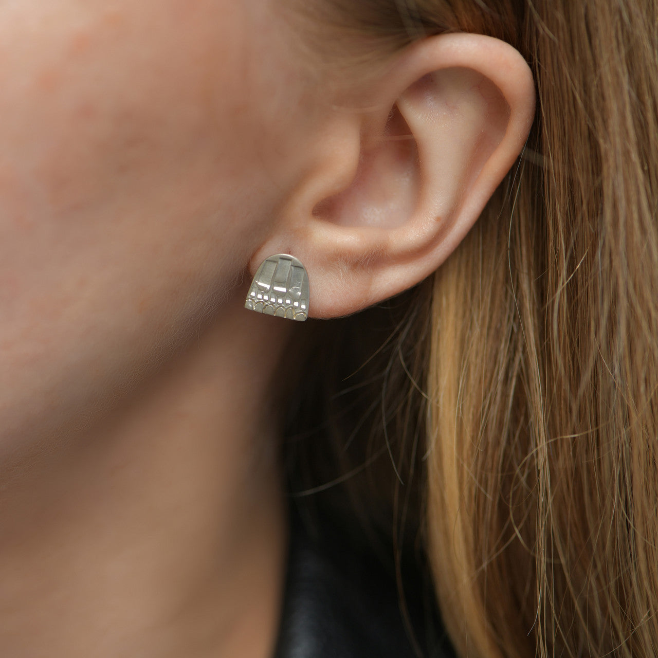 Milly_Thomas_handmade_earrings_studs_sterling_silver_archway_embossed_textured_Australia