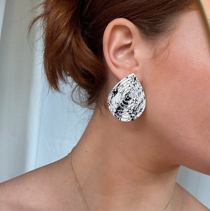 Eve_Balashova_handmade_jewellery_earrings_large_leaf_statement_jewellery_white_marble_3D_printed_nylon