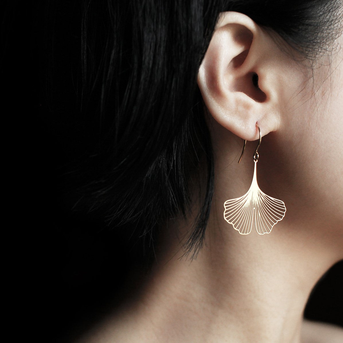 Moorigin  jewellery Ginkgo gold earrings