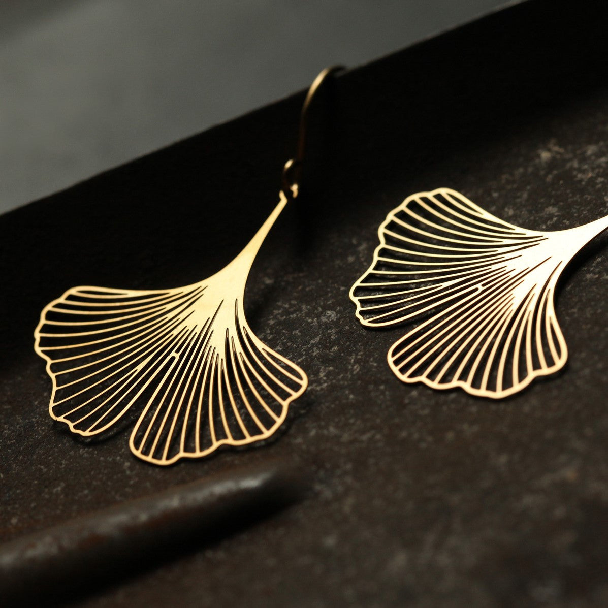 Moorigin  jewellery Ginkgo gold earrings