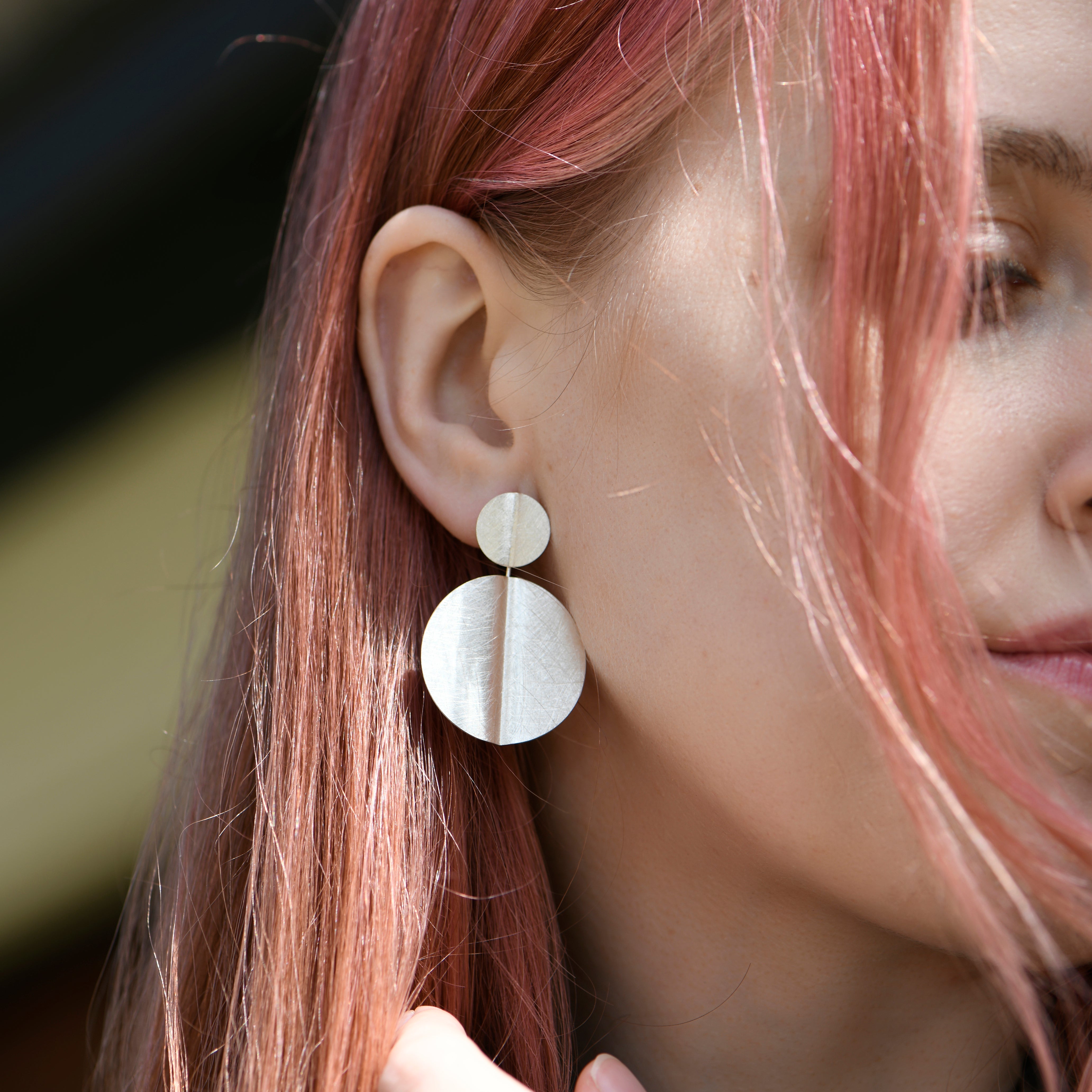 Double Circle with Fold Earrings