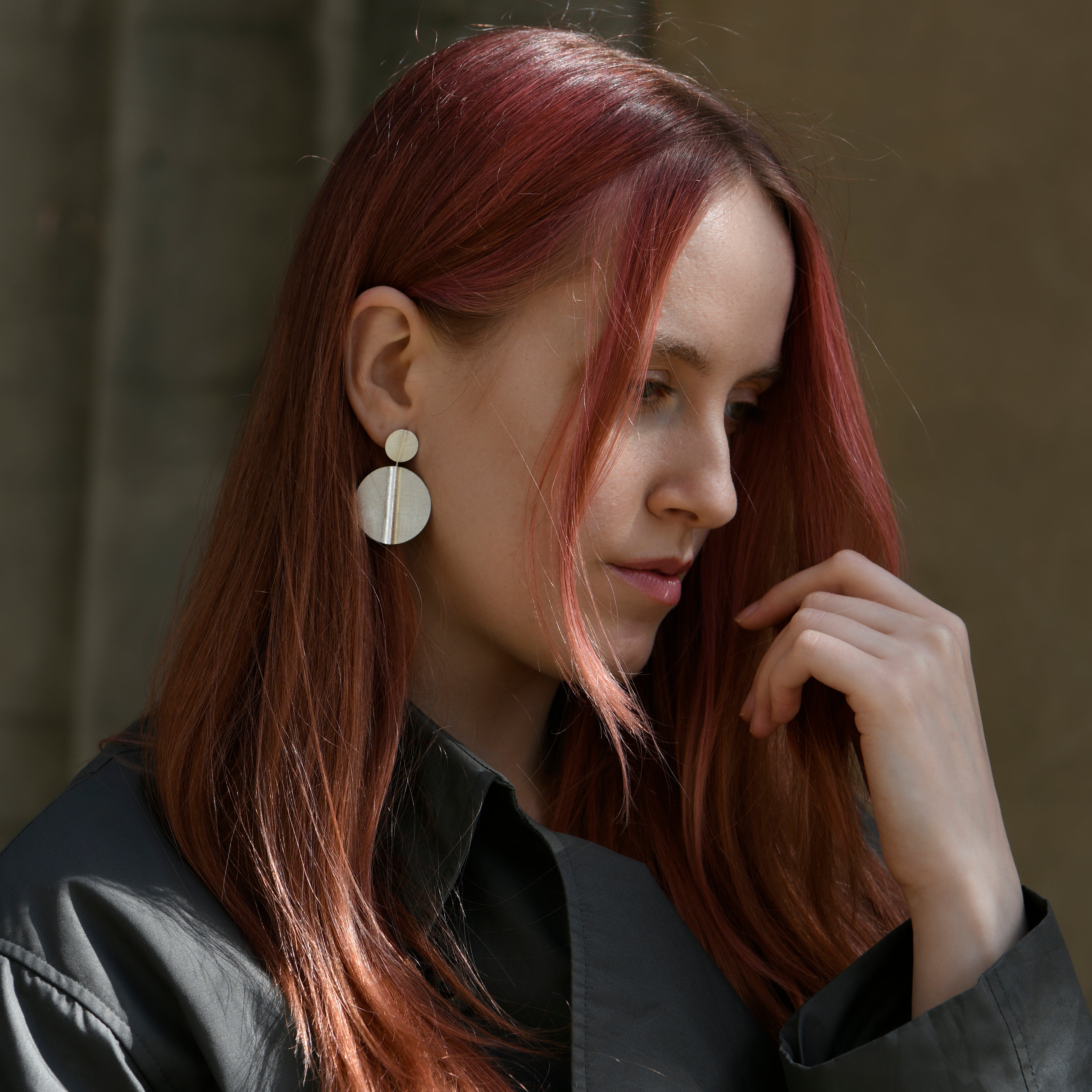 Double Circle with Fold Earrings