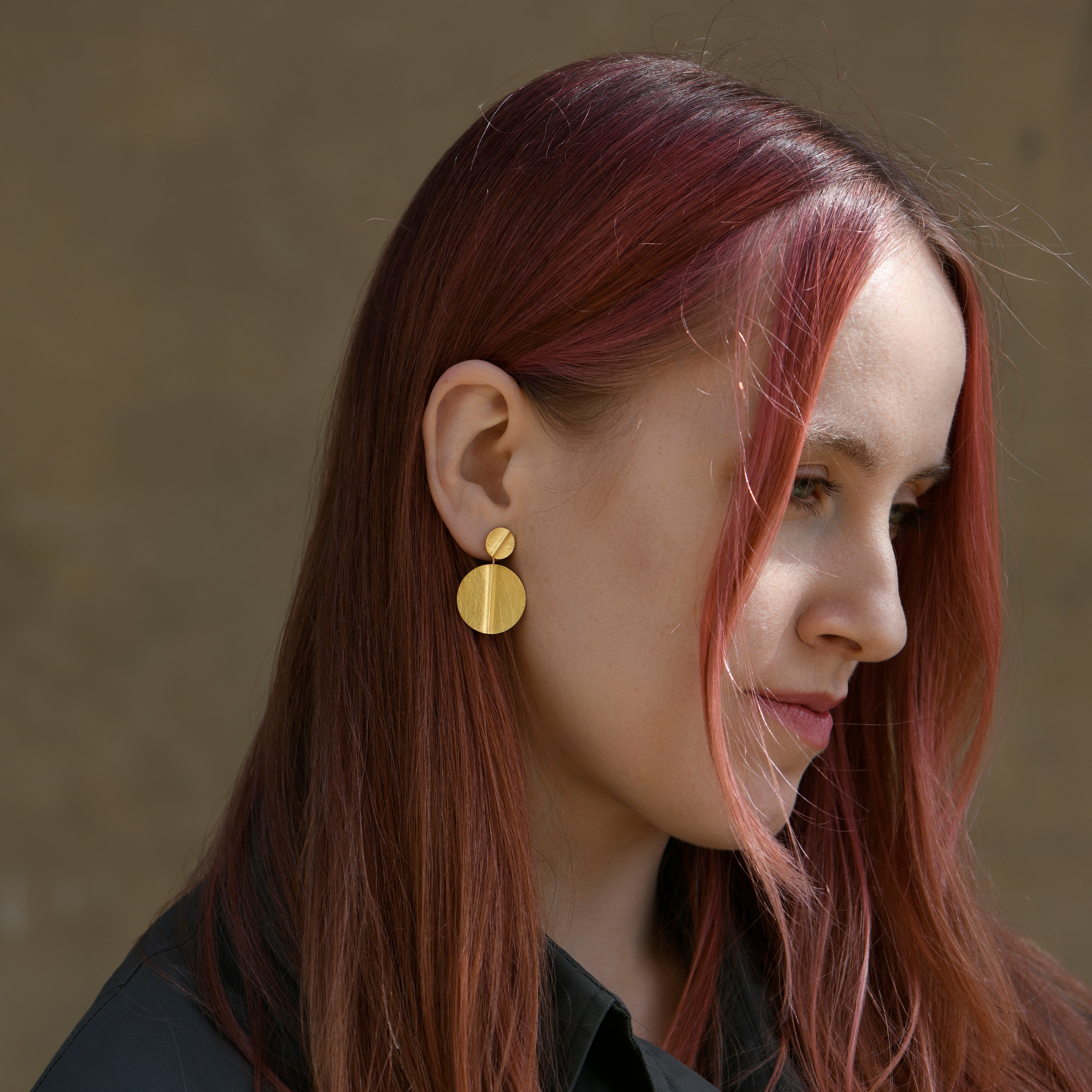 Double Circle with Fold Earrings