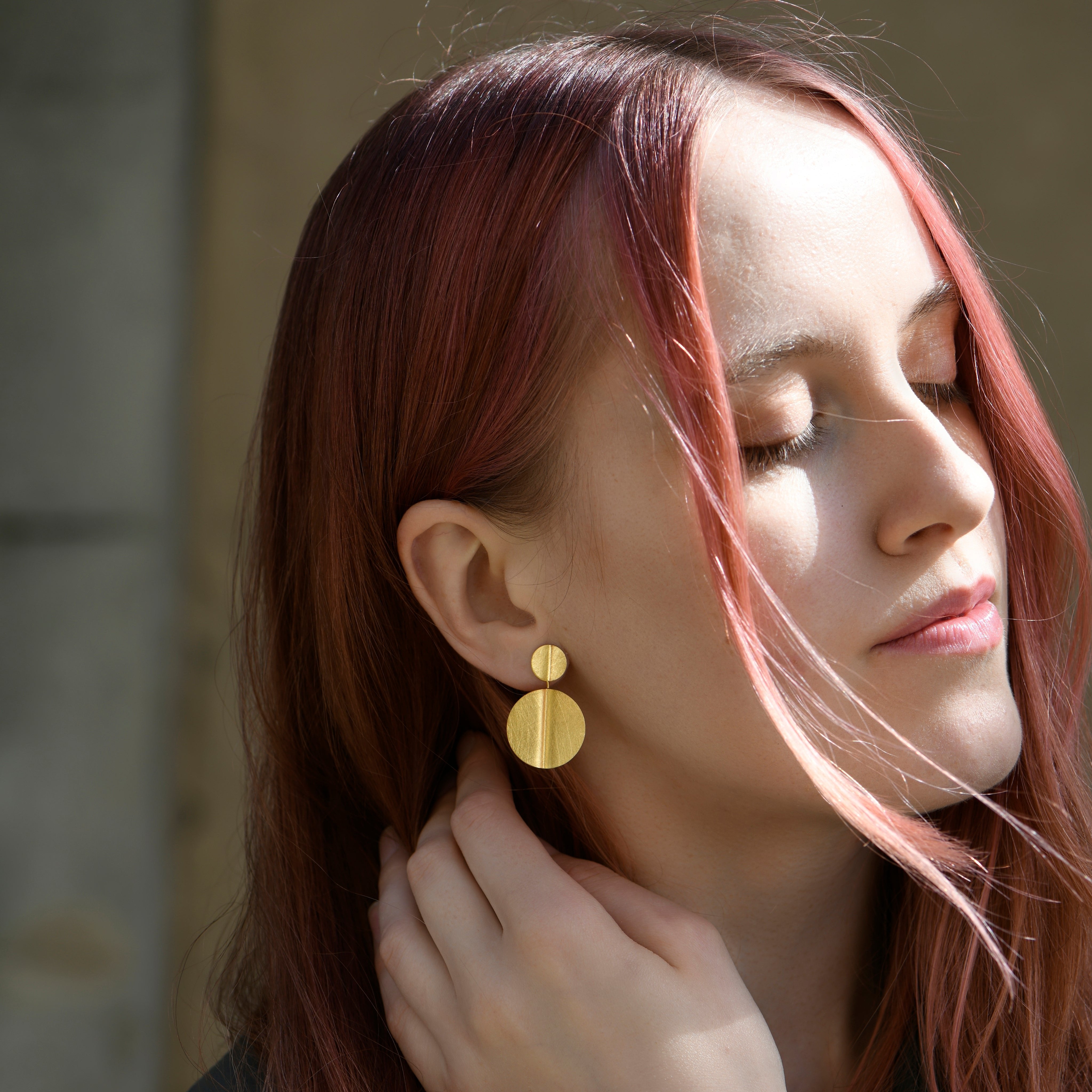 Double Circle with Fold Earrings