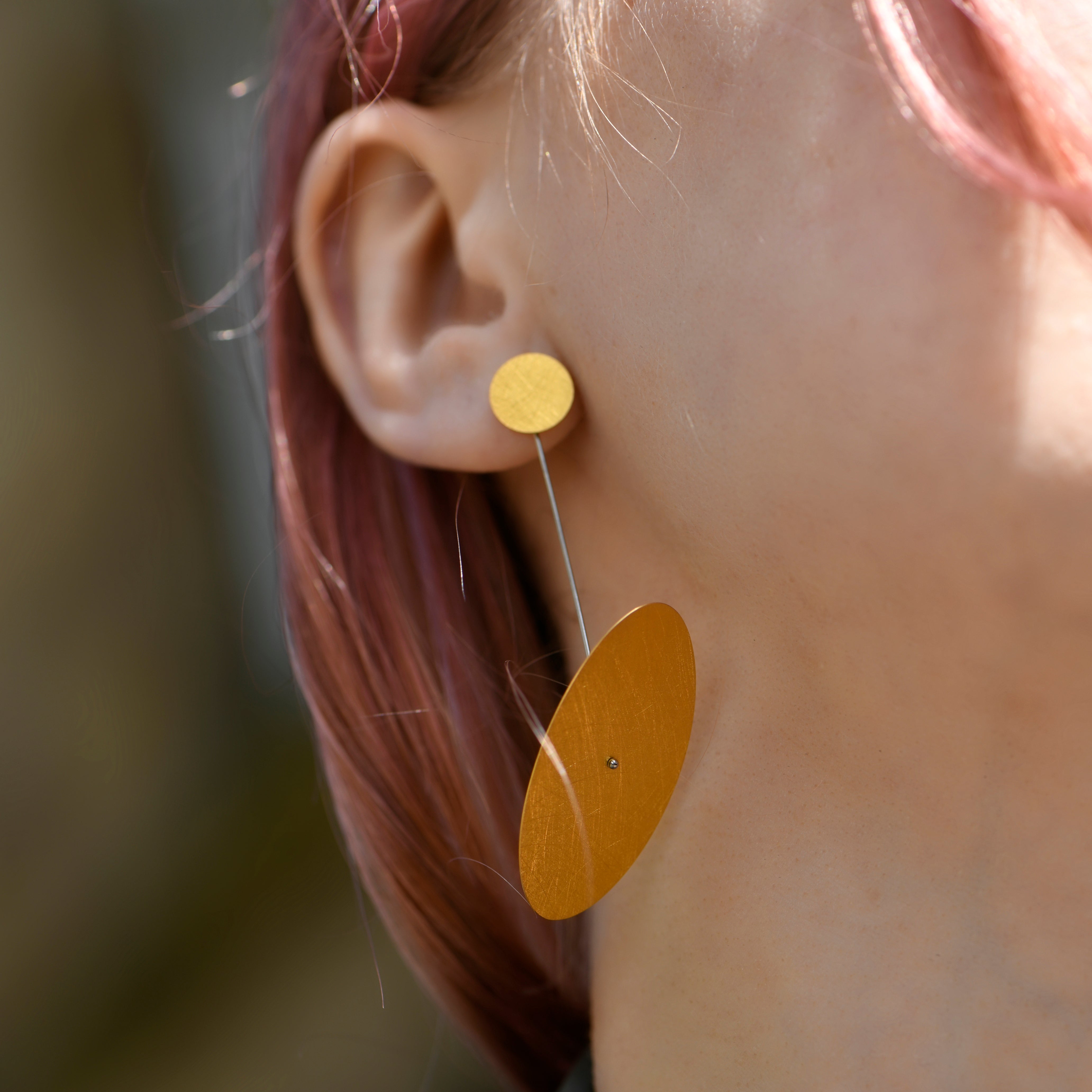 Gold Irregular Hanging Oval Earrings