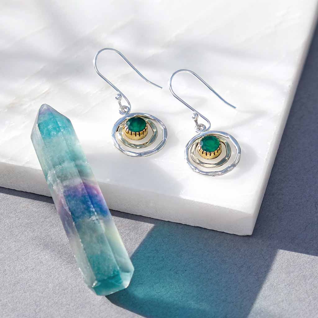 Infinity Universe Earrings - Green Onyx