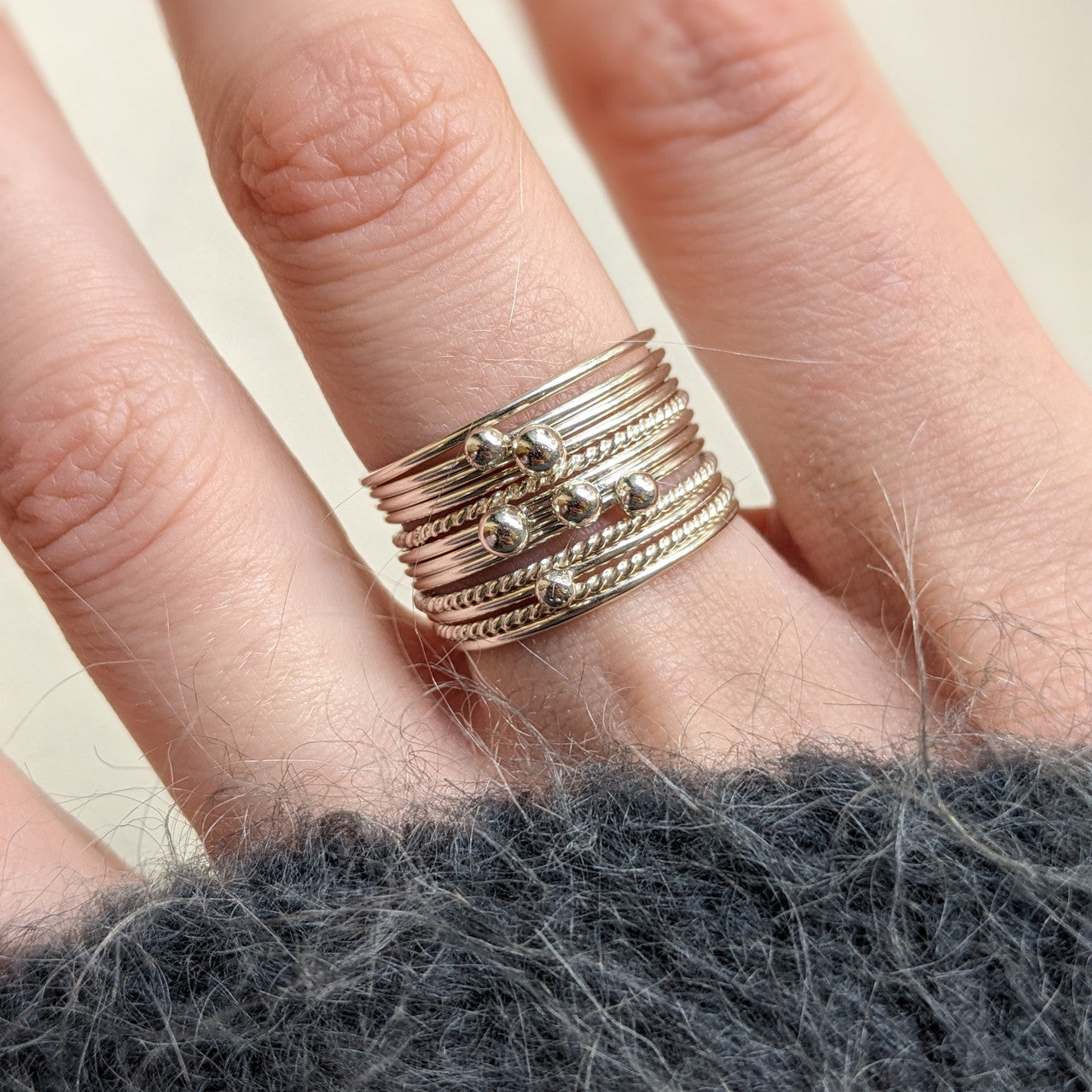 Galactical Silver 12 Stacking Rings