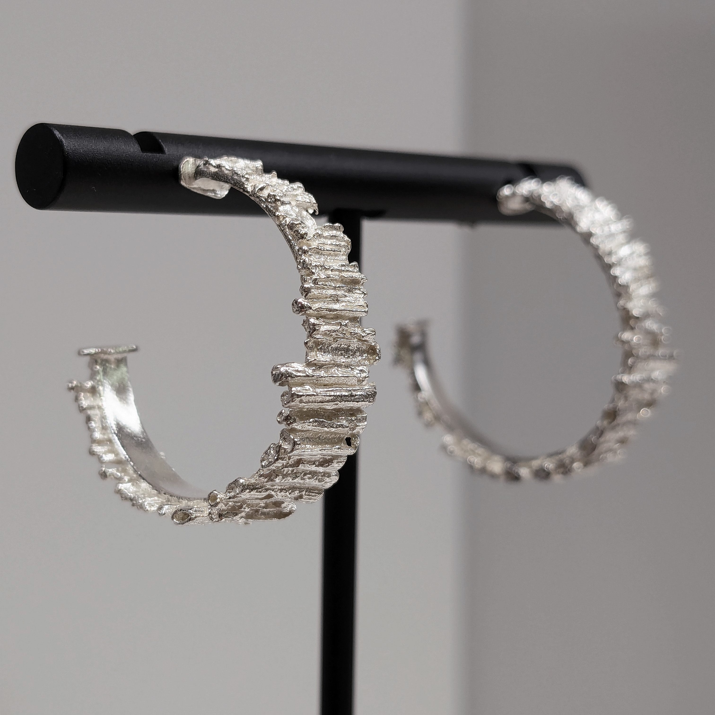 Sterling Silver Coastal Textured Hoop Earrings