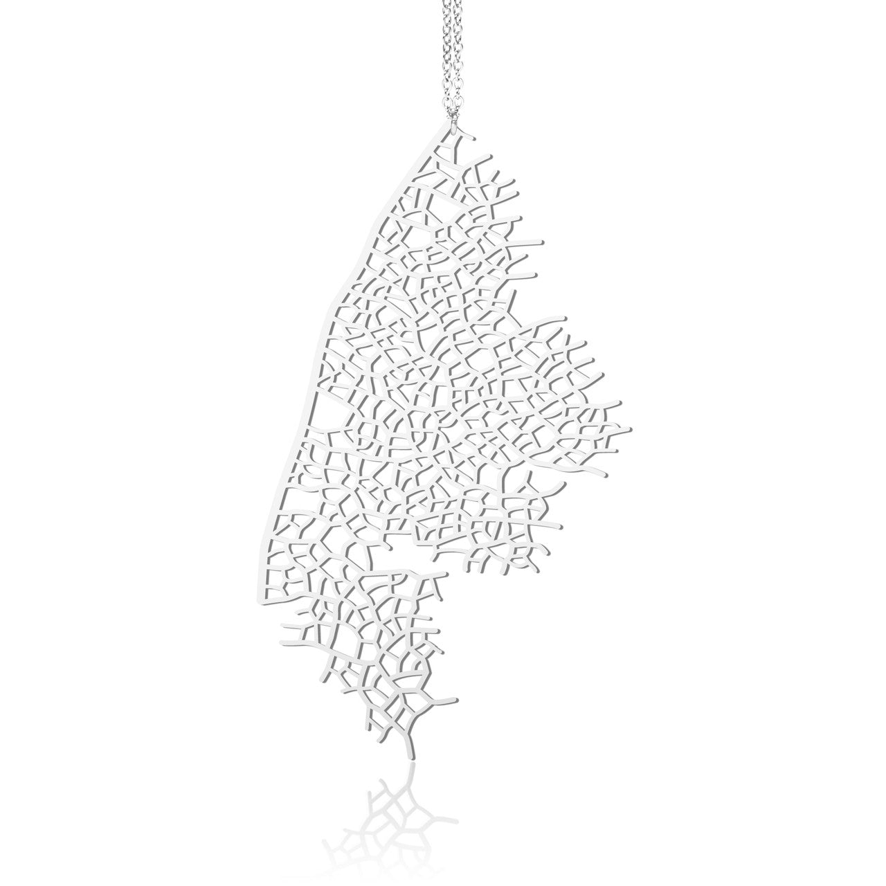 Moorigin stainless steel pendant with skeleton leaf motif