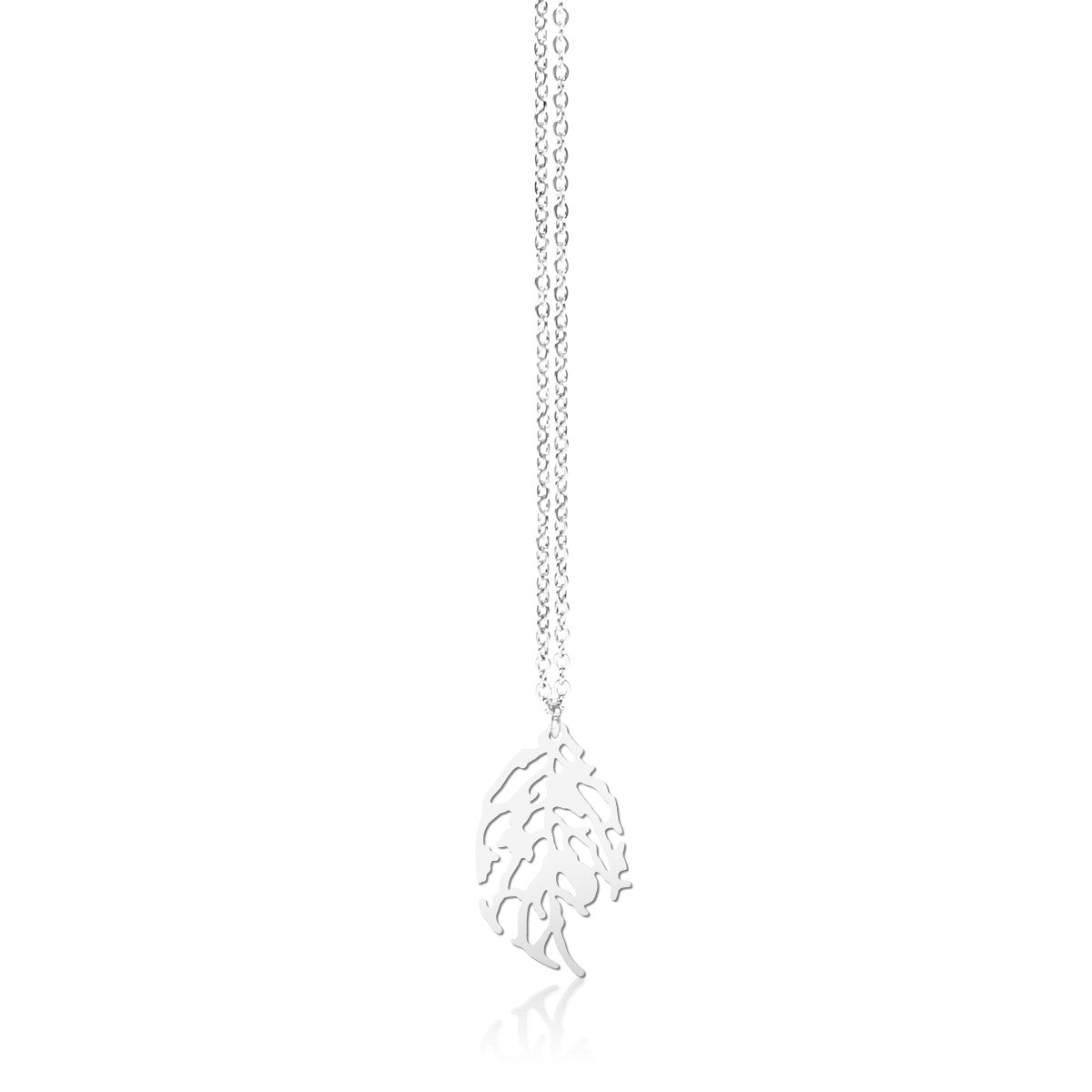 Moorigin laser cut stainless steel necklace with leaf motif