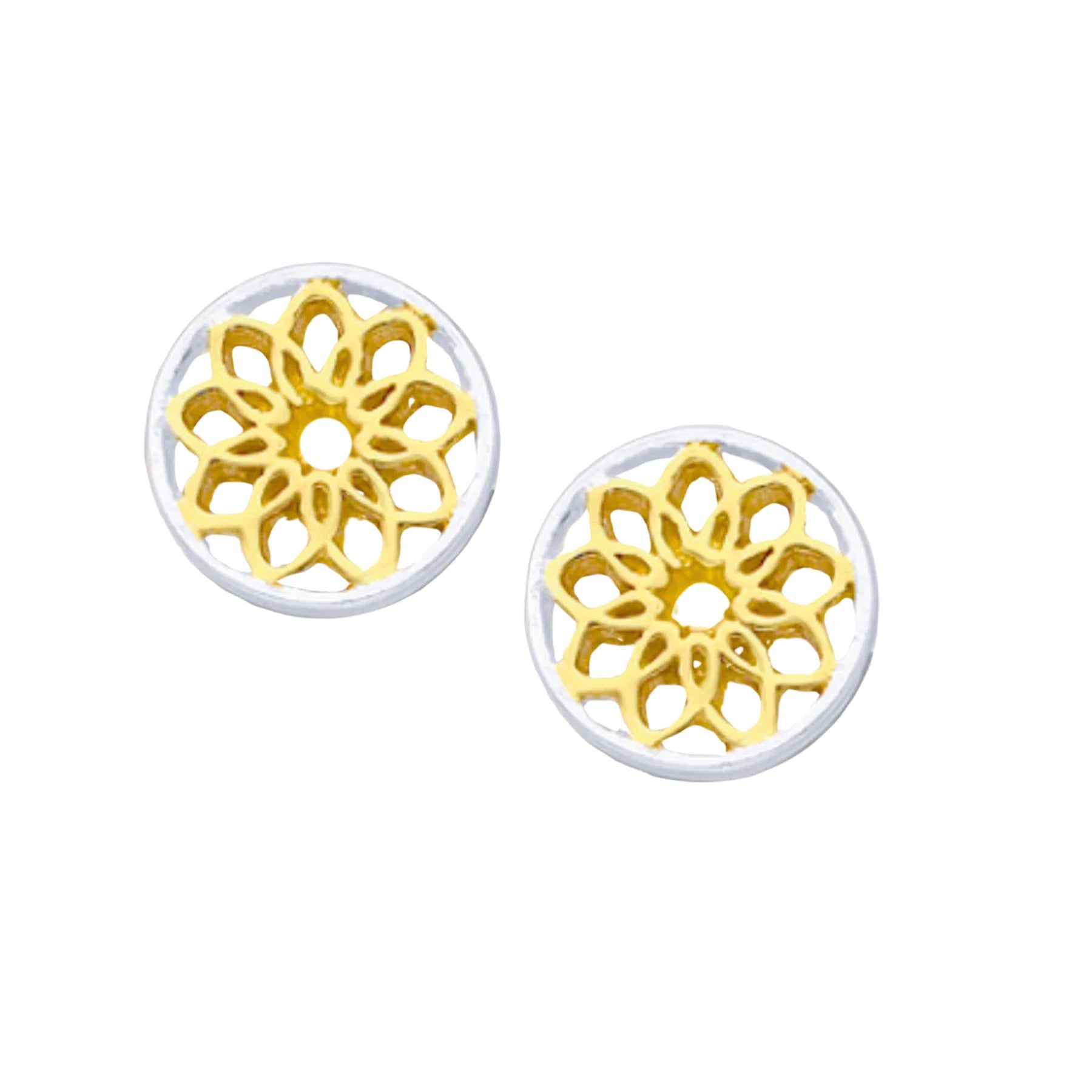 Mandala Gold and Silver Stud Earrings