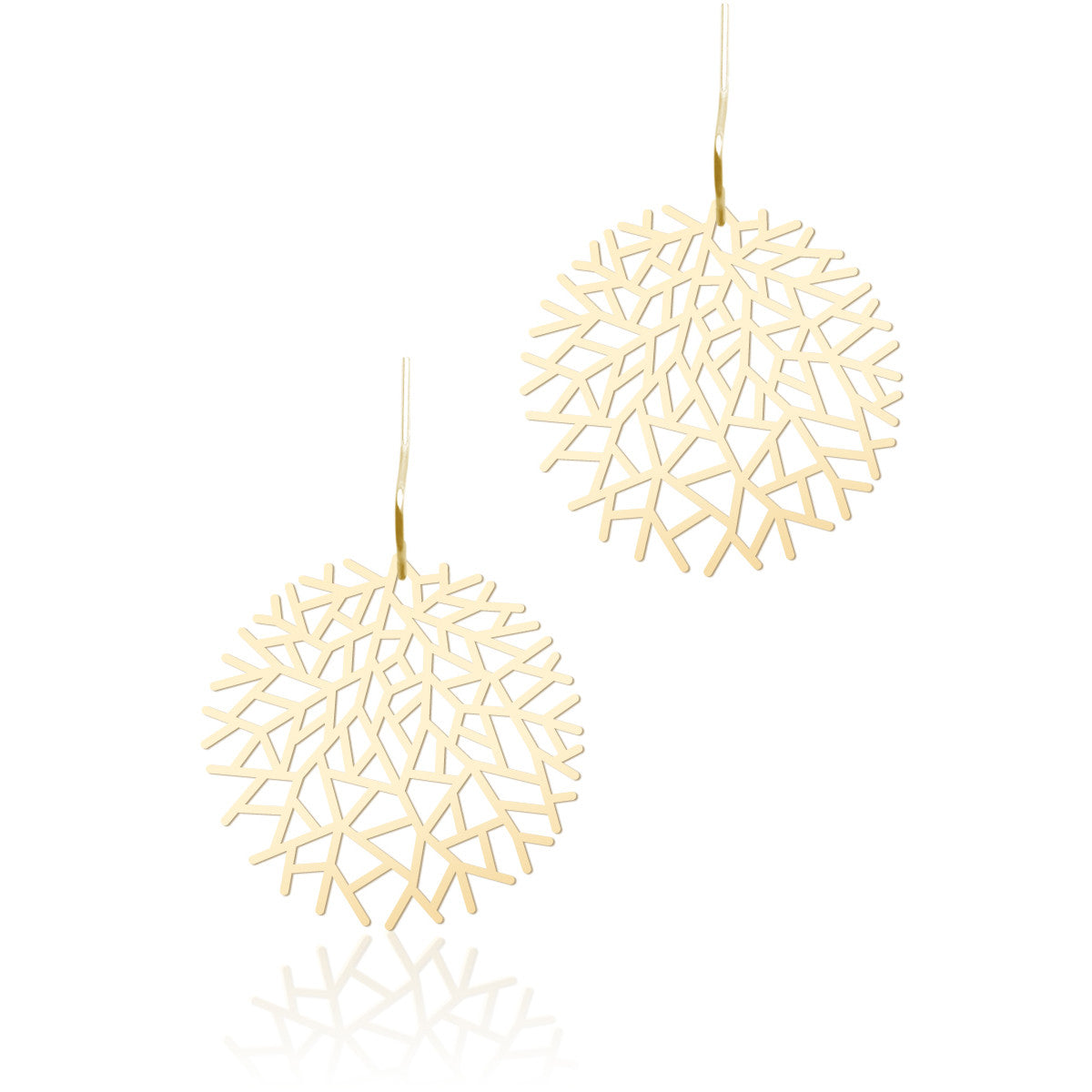 Moorigin  jewellery Woods gold earrings, laser cut, delicate, boutique, Edinburgh