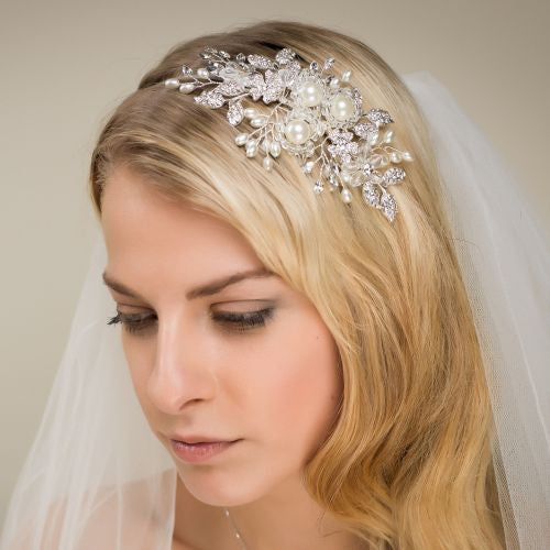 'Ariel' Pearl Crystal Sensation Bridal Side Tiara