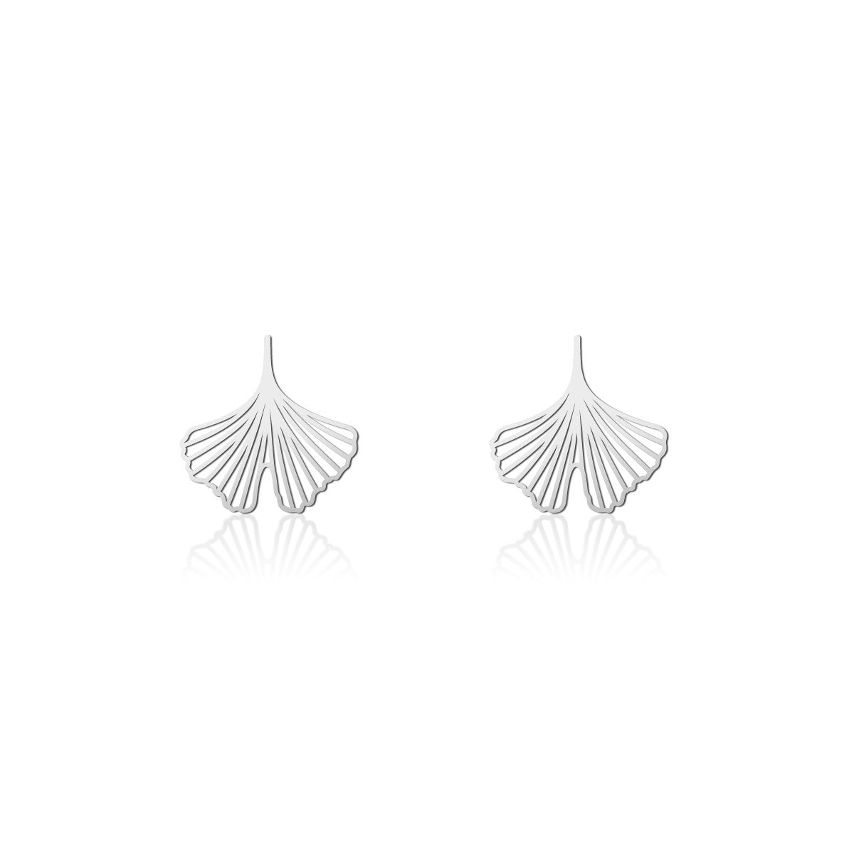 Moorigin ginkgo stud earrings silver stainless steel Edinburgh