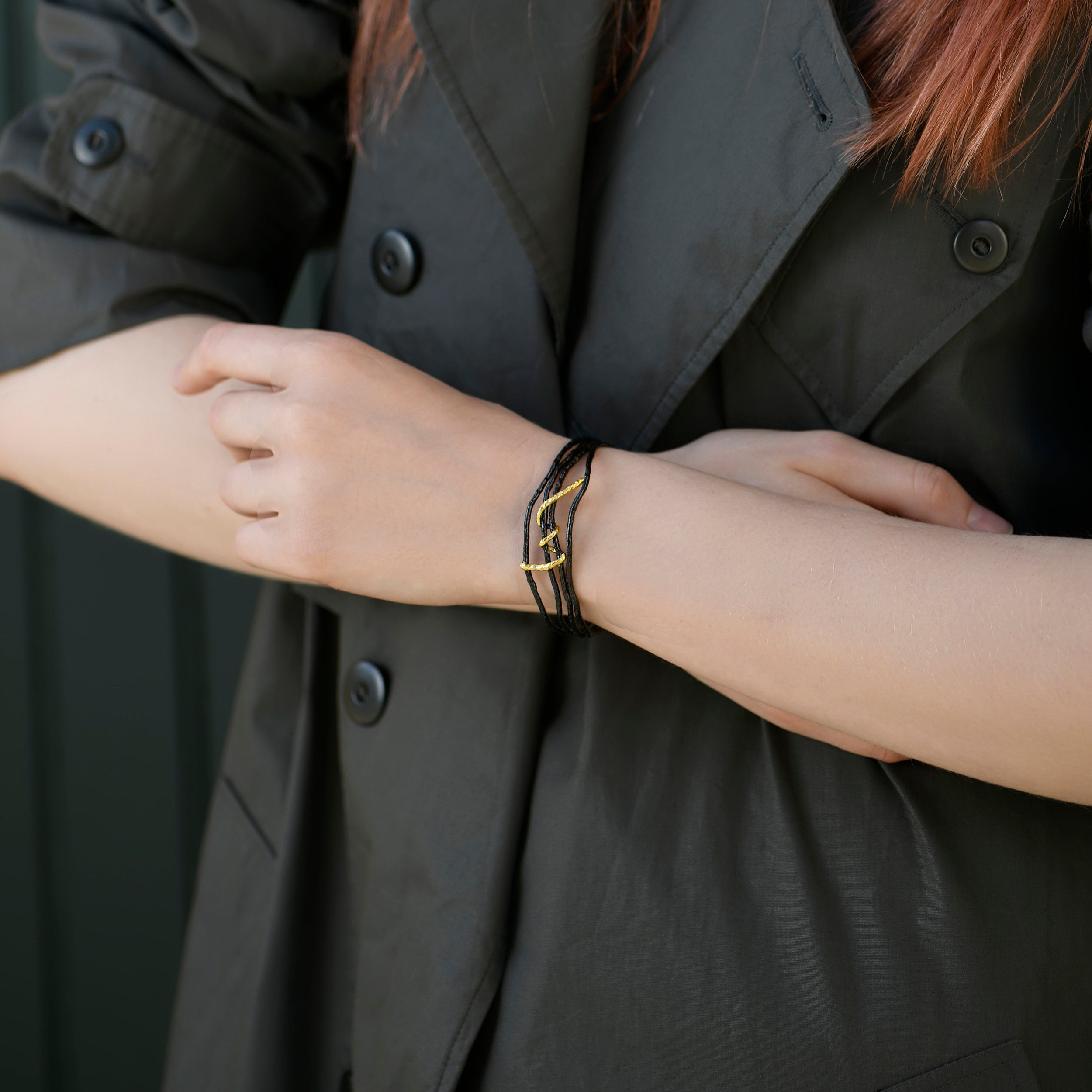 Oxidised Silver and Gold Bangle