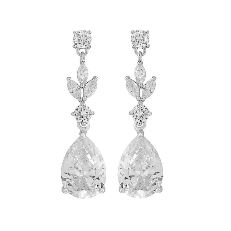 sparkle leafy diamante drop earrings bridal wedding jewellery