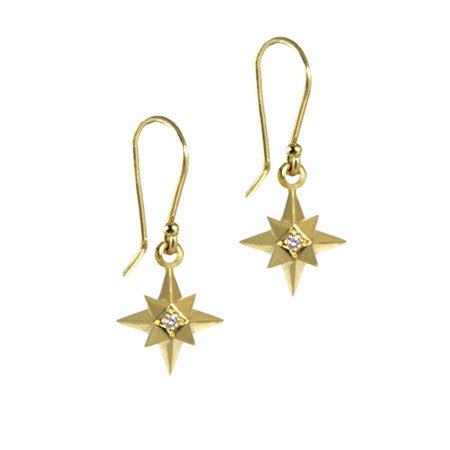 18 carat Gold Star Earrings with Diamonds