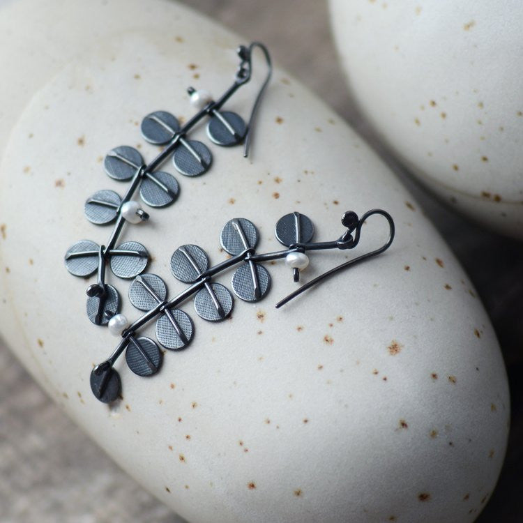 Small Pearly Kowhai in the Wind earrings