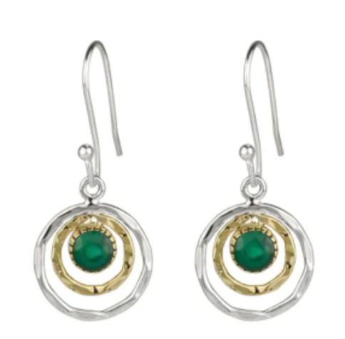 Infinity Universe Earrings - Green Onyx