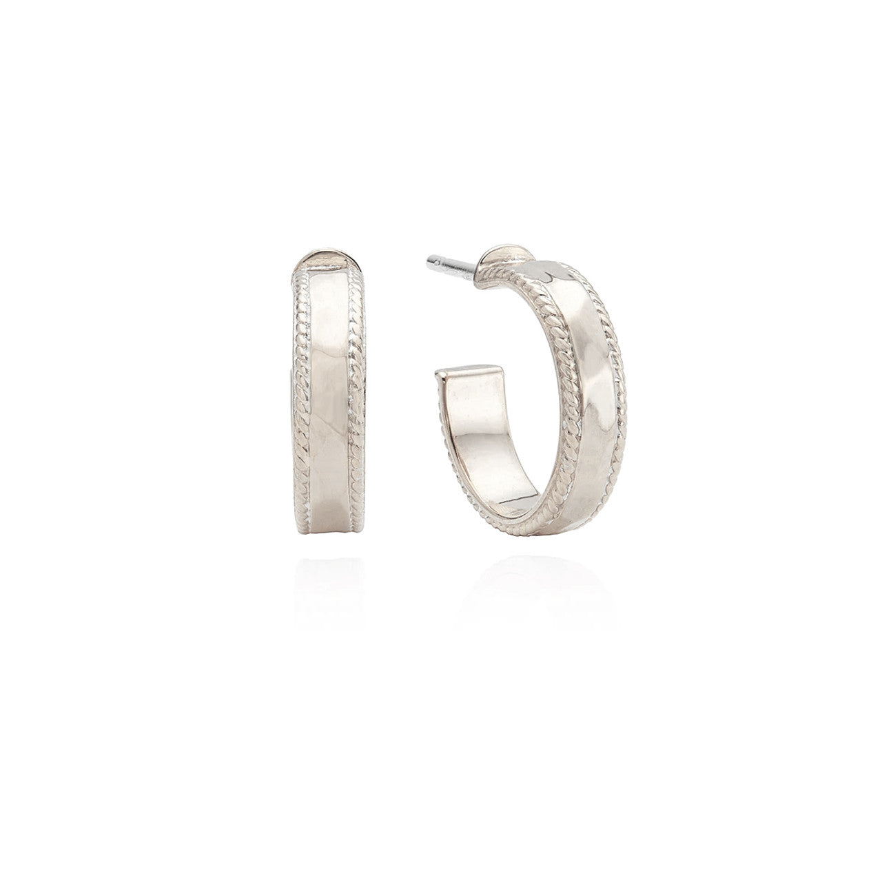 Sterling Silver Small Hammered Hoop Earrings