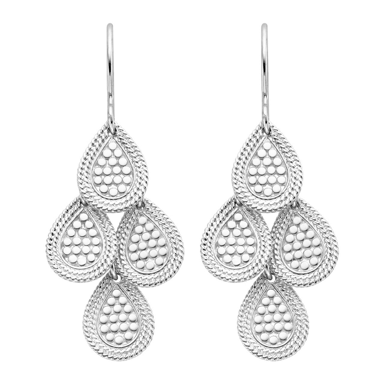 Sterling Silver Divided Disc Chandelier Earrings